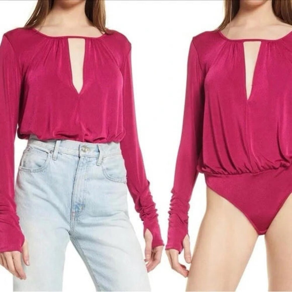 Intimately Free People Rose‎ Shimmer Pink Polyester Spandex Bodysuit Size Medium